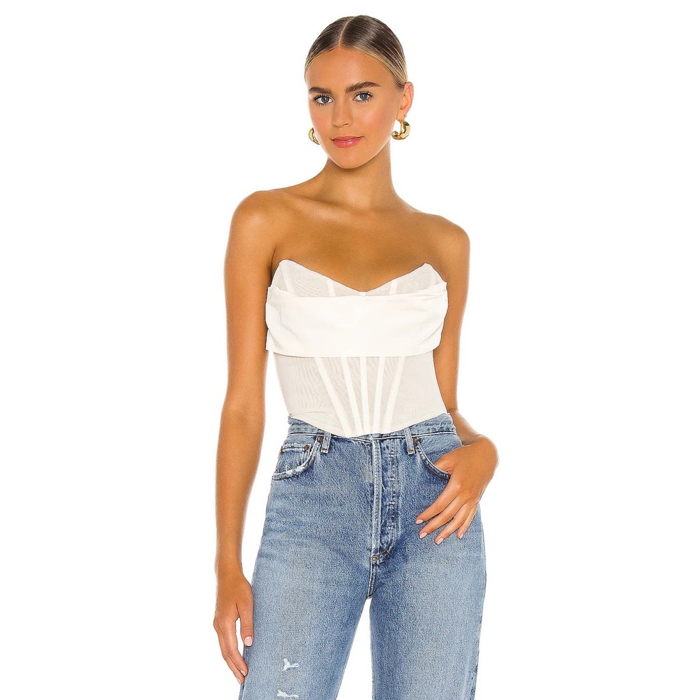 NWT NBD Hailee Bustier Top in Ivory Corset Cream Club Date Night Party Event